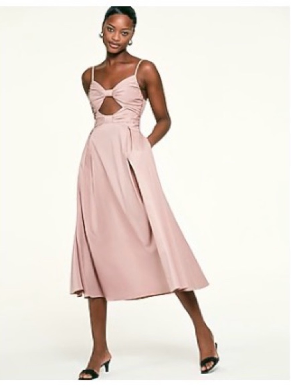 Express Sleeveless Bow Cut-Out Midi Dress Dusty Ross